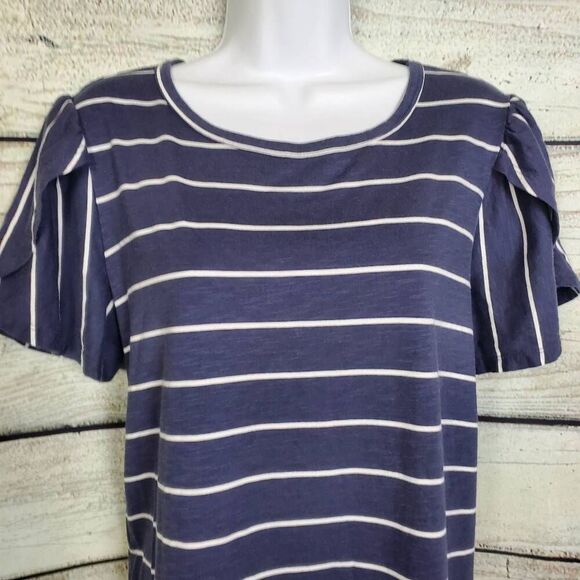 Maurices Women’s Navy White Stripe Short Sleeve Top Size M - Picture 3 of 7
